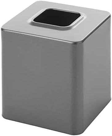 mDesign Metal Square Tissue Box Cover for Bathroom - Modern Steel Holder/Dispenser for Paper Facial Tissues - Bathroom Tissue Box Cube for Counter - Avia Collection - Graphite Gray