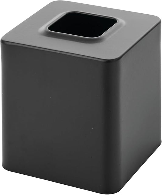 mDesign Metal Square Tissue Box Cover for Bathroom - Modern Steel Holder/Dispenser for Paper Facial Tissues - Bathroom Tissue Box Cube for Counter - Avia Collection - Black