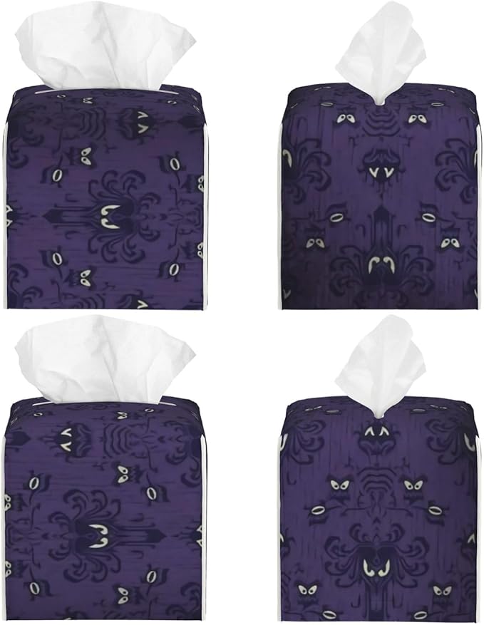 Tissue Box Cover Haunted Mansion Modern PU Leather Square Tissue Box Holder - Decorative Holder/Organizer for Bathroom Vanity Countertop, Night Stands, Office Desk & Car 5""X5""X5""
