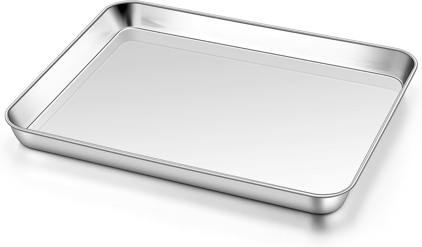 Homikit 1 Pack Baking Sheet, 9 x 13 Inches Stainless Steel Quarter Sheet Pan Set for Baking Cooking Toasting, Metal Cookie Tray Fits Toaster Oven, Non Stick & Rust Free, Dishwasher Safe