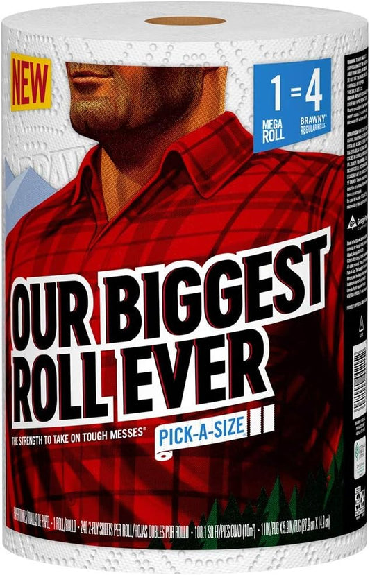 Brawny® Pick-A-Size® Paper Towels, 1 Mega Roll = 4 Regular Rolls