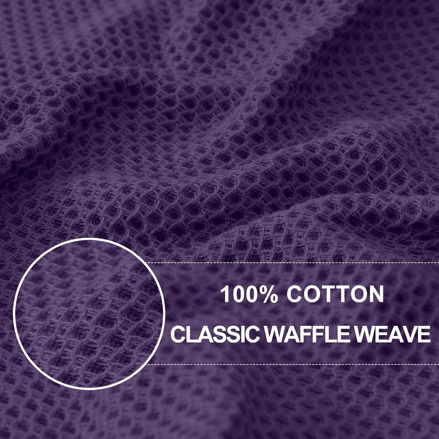Homaxy 100% Cotton Waffle Weave Kitchen Dish Towels, Ultra Soft Absorbent Quick Drying Cleaning Towel, 13 x 28 Inches, 6-Pack, Eggplant