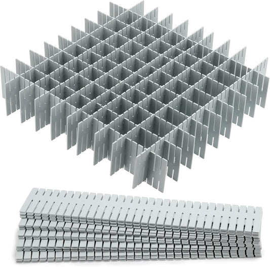 acDesign 40Pcs Grid Drawer Dividers, Adjustable Drawer Organizer for Socks, Underwear, Lingerie, Makeup, Bedroom Office Kitchen Storage (Grey)
